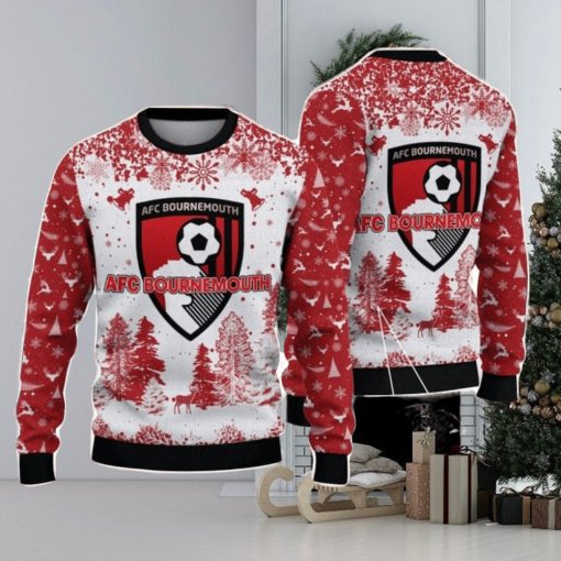 AFC Bournemouth Big Logo Pine Trees Big Fans Gift Christmas Sweater For Men And Women