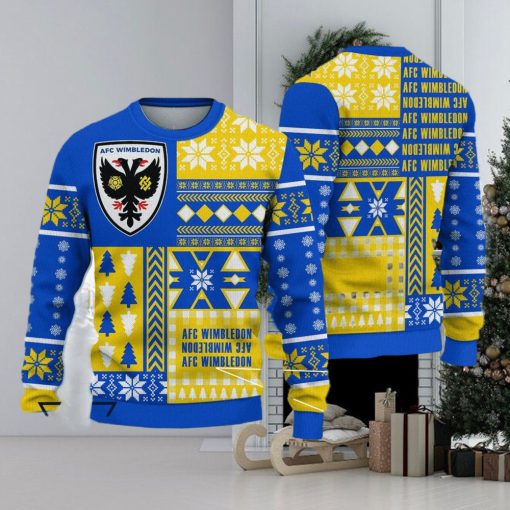 AFC Wimbledon Vibrant Efl Logo Team Ugly Christmas Sweater For Fans Gift Unisex Sweatshirt