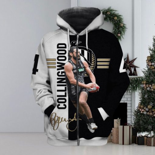 AFL Collingwood Magpies Broodie Grundy #4 Zip Up Hoodie Ver 1