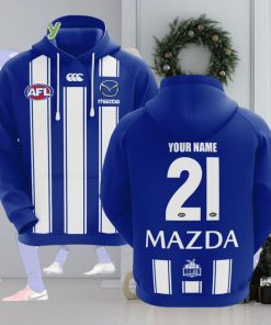 AFL North Melbourne Kangaroos Custom Name Number 2021 Home Guernsey Pullover Hoodie