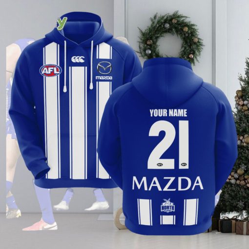 AFL North Melbourne Kangaroos Custom Name Number 2021 Home Guernsey Pullover Hoodie