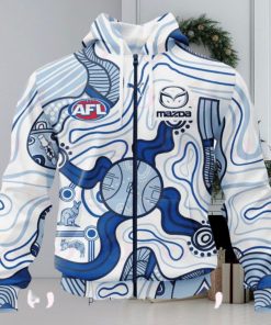 AFL North Melbourne Kangaroos Custom Name Number 2023 Indigenous Guernsey Zip Up Hoodie