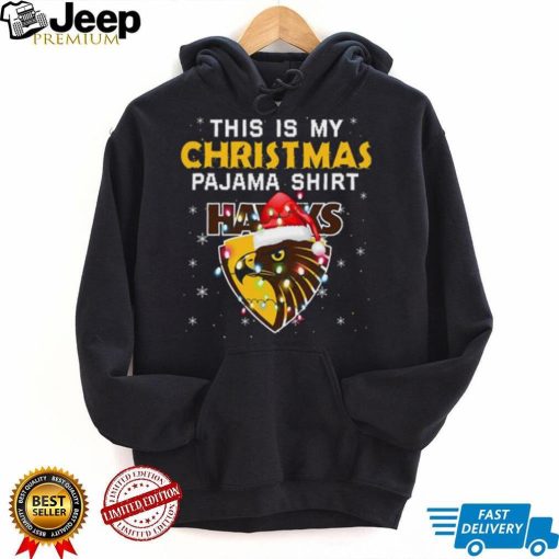 AFL This is christmas Pajamas T shirt Hawthorn Hawks T shirt