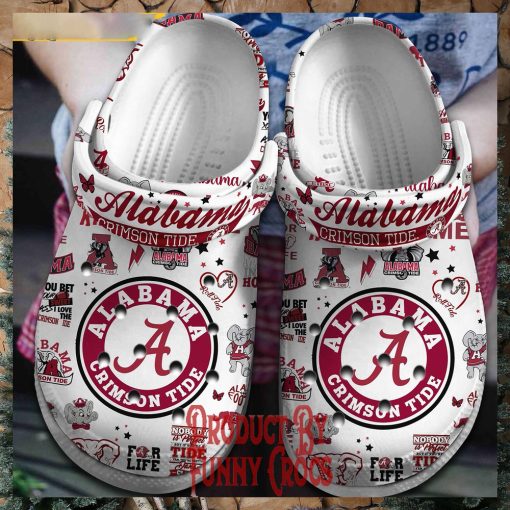 ALabama Crimson Roll Tide For Life Crocs Shoes