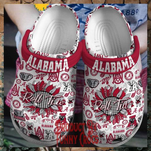 ALabama Crimson Roll Tide Sunflower Crocs Shoes