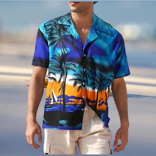 APTRO Men’s Hawaiian Shirt 4 Way Stretch Casual Button Down Vacation Beach Shirts