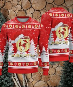 Abarth Logo Wearing Santa Hat Christmas Gift Ugly Christmas Sweater For Car Lover 3D Sweater