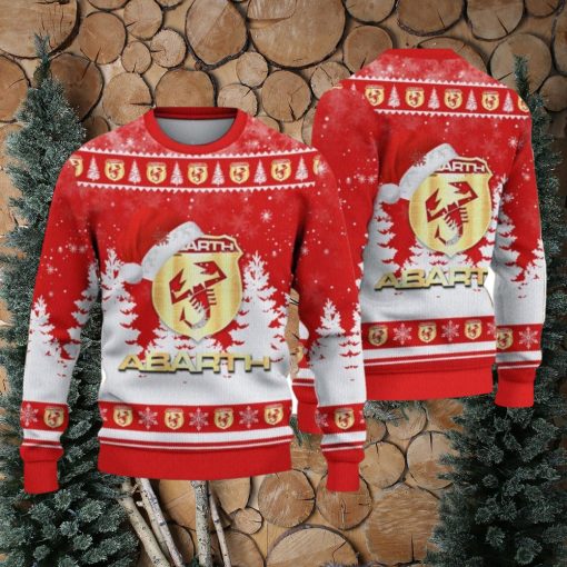 Abarth Logo Wearing Santa Hat Christmas Gift Ugly Christmas Sweater For Car Lover 3D Sweater