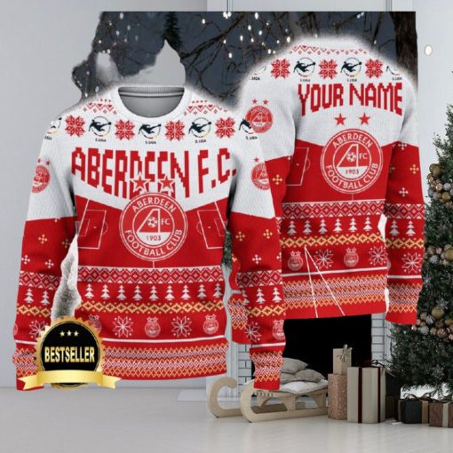 Aberdeen FC Ugly Christmas Sweater Logo Custom Name Gift Fans