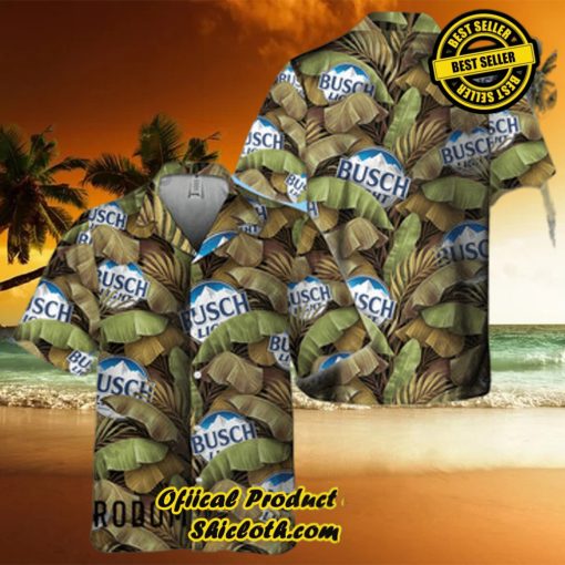 Abstract Banana Leaves Busch Light Hawaiian Shirt