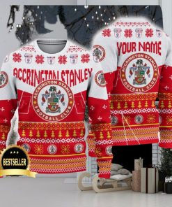 Accrington Stanley Ugly Christmas Sweater Logo Custom Name Gift Fans