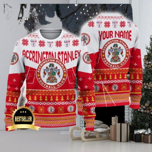 Accrington Stanley Ugly Christmas Sweater Logo Custom Name Gift Fans