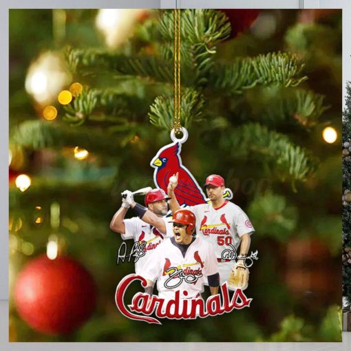 Adam Wainwright Albert Pujols And Yadier Molina St. Louis Cardinals Christmas Ornament