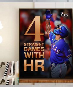 Adolis Garcia 4 Straight MLB Postseason Games With HR Home Decor Poster Canvas