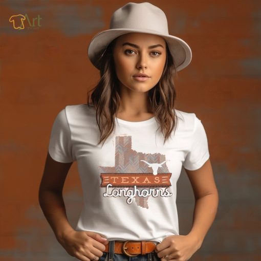 Adult Texas Longhorns Burnt Sketch Banner T Shirt