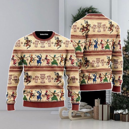 African Dancing On Ethnic Christmas Unisex Ugly Sweater