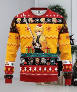 Agatsuma Zenitsu Demon Slayer Yellow Ideas Thanksgiving Ugly Christmas Sweater Gift For Men Women