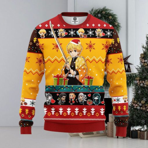 Agatsuma Zenitsu Demon Slayer Yellow Ideas Thanksgiving Ugly Christmas Sweater Gift For Men Women