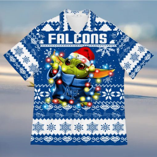 Air Force Falcons Baby Yoda Star Wars Sports Football Ugly Christmas Sweater Pattern 3D Hawaiian Shirt Christmas Gift