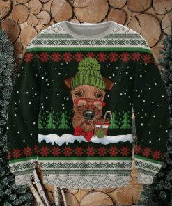 Airedale Terrier With Snow And Christmas Ugly Sweatshirt Christmas Ugly Sweater