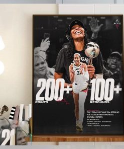 Aja Wilson Is The Only Player In WNBA History With 200+ Points And 100+ Rebounds In The Post Season Home Decor Poster Canvas