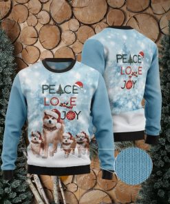 Akita Peace Love Joy Ugly Christmas Sweater For Men & Women