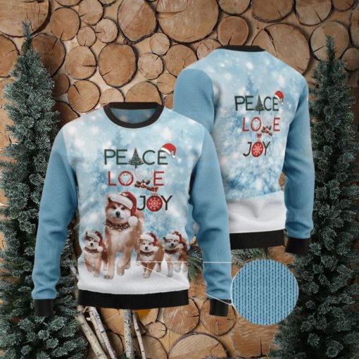 Akita Peace Love Joy Ugly Christmas Sweater For Men & Women