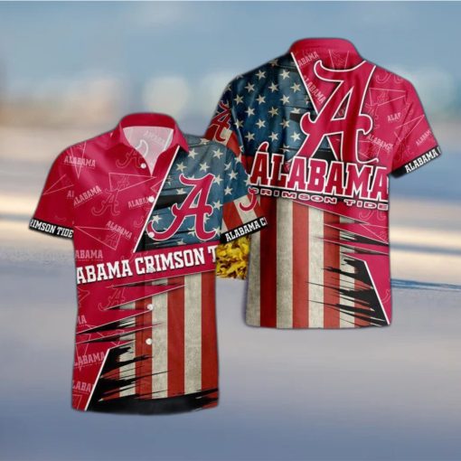 Alabama Crimson Tide American Flag Logo Hawaiian Shirt Vacation Gift For Men And Women Gift