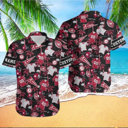 Alabama Crimson Tide Custom Name   Number Personalized Hawaiian Shirt