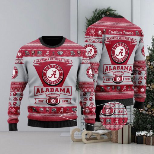 Alabama Crimson Tide Football Team Logo Personalized Ugly Christmas Sweater Perfect Holiday Gift