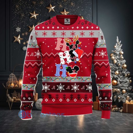 Alabama Crimson Tide NCAA Team HoHoHo Mickey Funny Men And Women Christmas Gift 3D Ugly Christmas Sweater