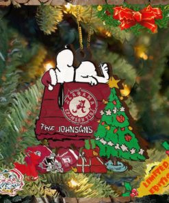 Alabama Crimson Tide Snoopy Christmas NCAA Ornament Custom Name