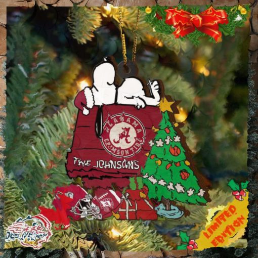 Alabama Crimson Tide Snoopy Christmas NCAA Ornament Custom Name