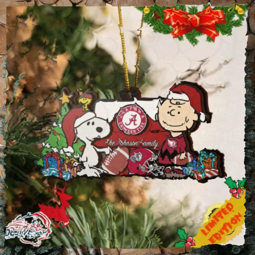 Alabama Crimson Tide Snoopy Christmas NCAA Ornament Custom Your Family Name
