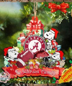 Alabama Crimson Tide Snoopy Christmas NCAA Ornament Personalized Your Family Name