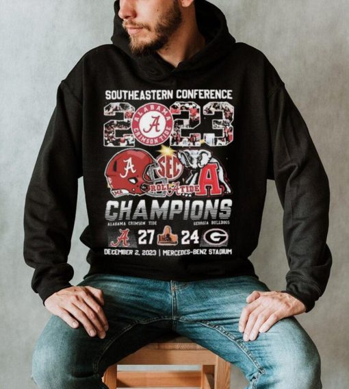 Alabama Crimson Tide Southeastern Conference 2023 Roll Tide Champions Bama 27 24 Georgia Shirt