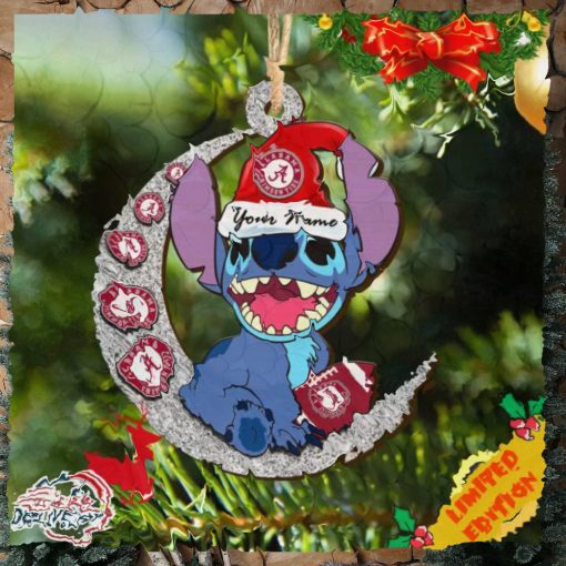 Alabama Crimson Tide Stitch Christmas Ornament NCAA And Stitch With Moon Ornament