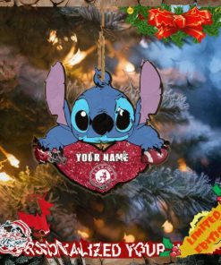 Alabama Crimson Tide Stitch Custom Name Ornament NCAA And Stitch With Heart Ornament