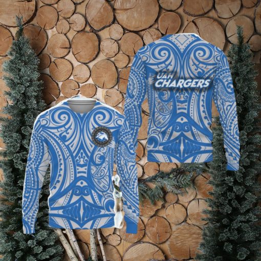 Alabama Huntsville Chargers Polynesian Tattoo Mix Teams Ugly Christmas Sweater