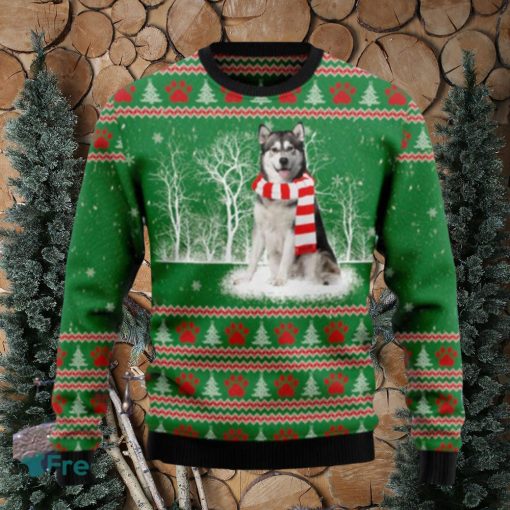 Alaskan Malamute Winter Tree Ugly Christmas Sweaters Special Gift For Men And Women