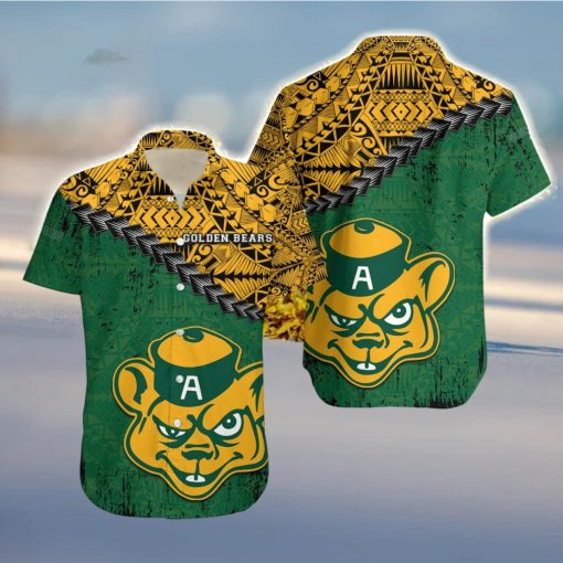 Alberta Golden Bears Ca Cis Grunge Polynesian Tattoo Pattern Hawaiian Shirt For Fans