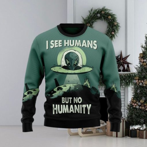 Alien No Humanity Ugly Christmas Sweater Gift Men Women