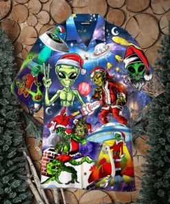 Alien Santas Christmas Funny Christmas Hawaiian Shirt