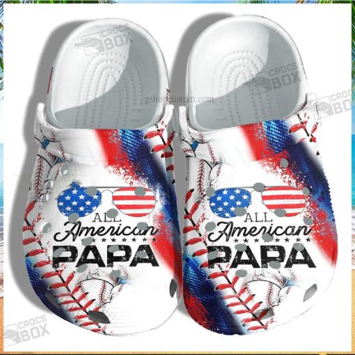 All America Papa Usa Flag Crocs Shoes Gift Grandpa Father Day