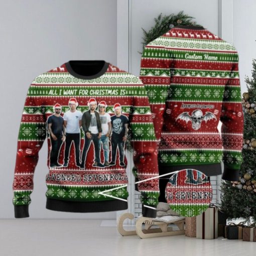 All I Want For Christmas Is Avenged Sevenfold Custom Name Ugly Christmas 3D Sweater