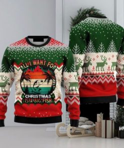 All I Want For Christmas Is Big Fish Fishing Vintage Ugly Christmas Sweater Family Christmas Gift Ideas Christmas Sweater
