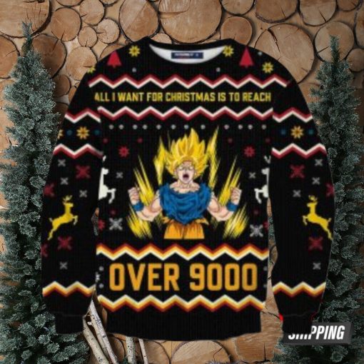 All I Want For Christmas Is To Reach Over 9000 Goku Ugly Christmas Sweaters