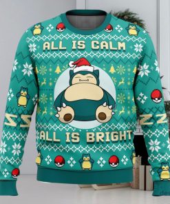 All Is Calm All Bright Snorlax Pokemon 3D Ugly Christmas Sweater Unisex Christmas Sweater For Men And Women