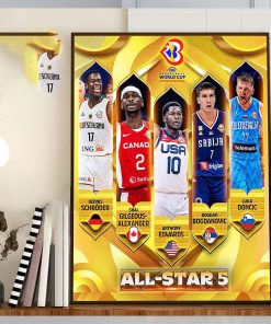 All Star Five Of FIBA Basketball World Cup 2023 Home Decor Poster Canvas