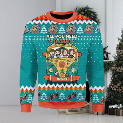 All You Need Is Love Hippie Ugly Christmas Sweater